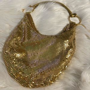 Vintage Gold Mesh Overlay Evening Bag, Purse